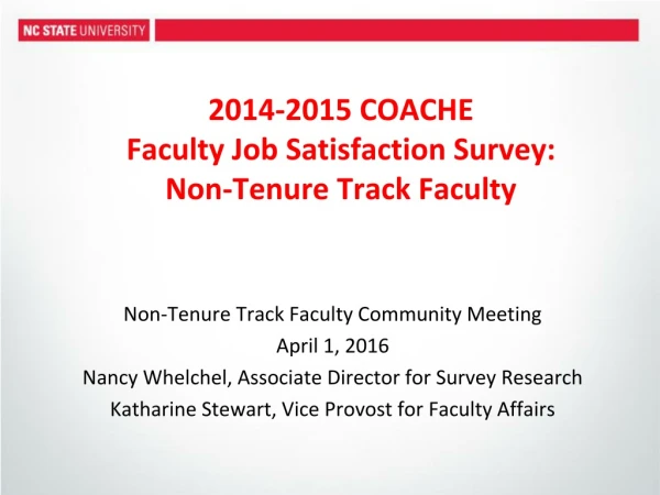 2014-2015 COACHE Faculty Job Satisfaction Survey: Non-Tenure Track Faculty