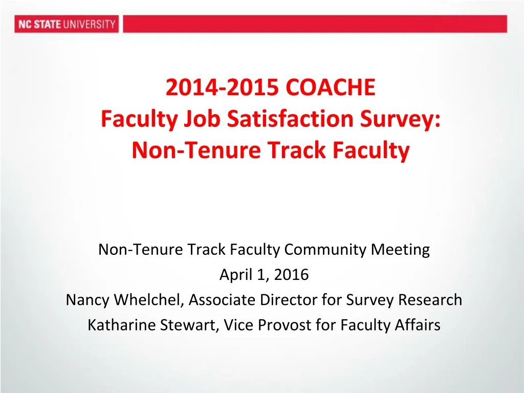 2014 2015 coache faculty job satisfaction survey non tenure track faculty