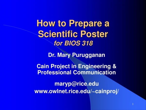 How to Prepare a Scientific Poster for BIOS 318