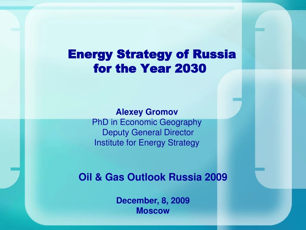 energy strategy of russia for the year 2030