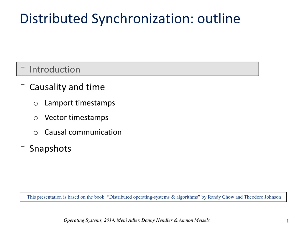 distributed synchronization outline