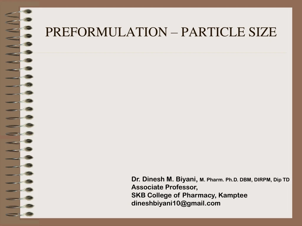 preformulation particle size