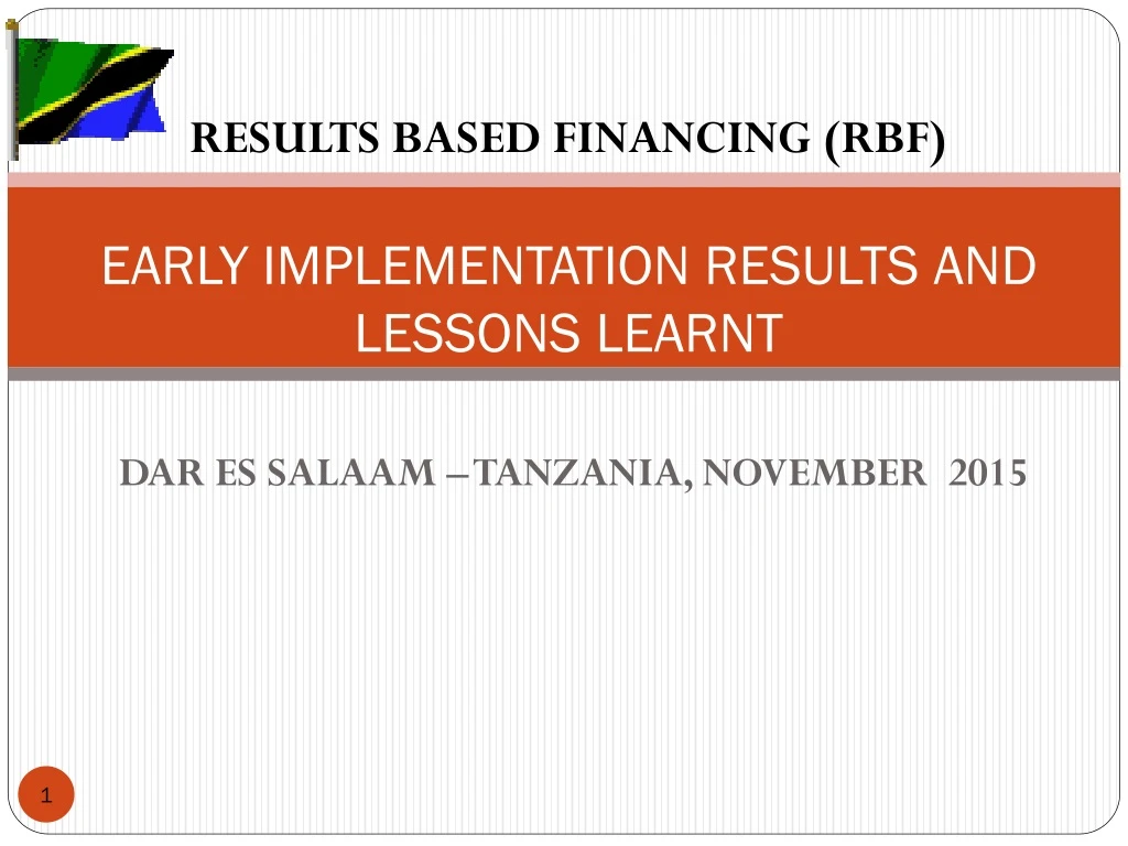 results based financing rbf early implementation results and lessons learnt