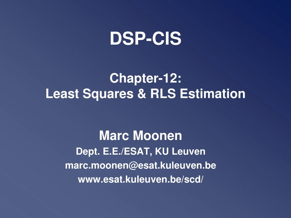 dsp cis chapter 12 least squares rls estimation