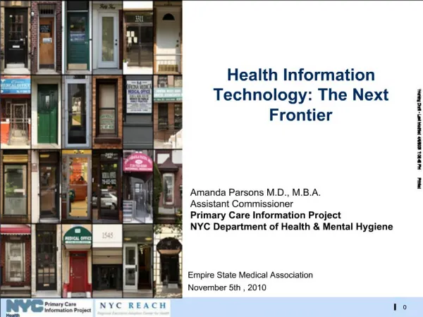 Health Information Technology: The Next Frontier