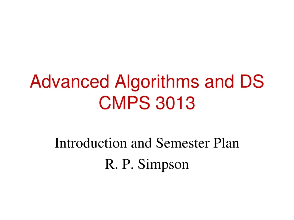 advanced algorithms and ds cmps 3013