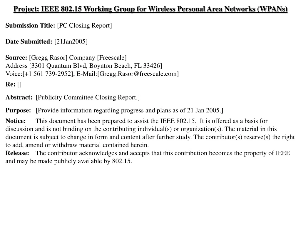 project ieee 802 15 working group for wireless