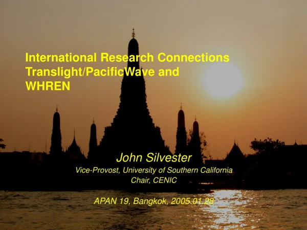 International Research Connections Translight/PacificWave and WHREN