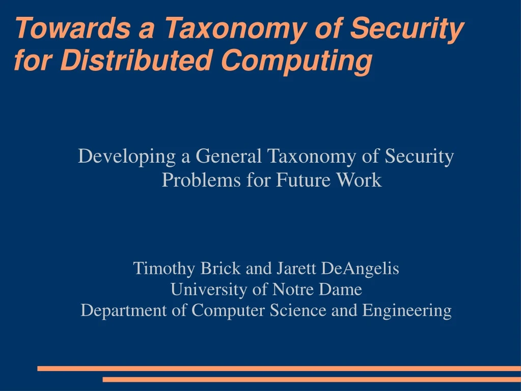 towards a taxonomy of security for distributed computing