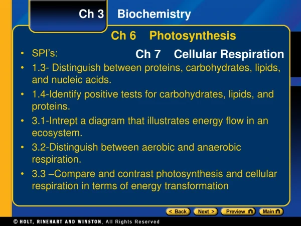 Ch 3 Biochemistry