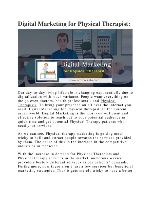 Digital Marketing for Physical Therapist