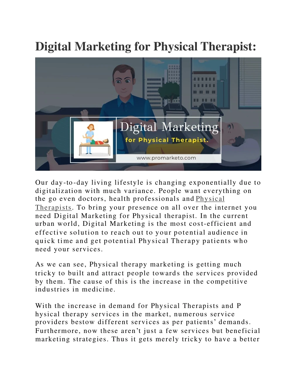 digital marketing for physical therapist