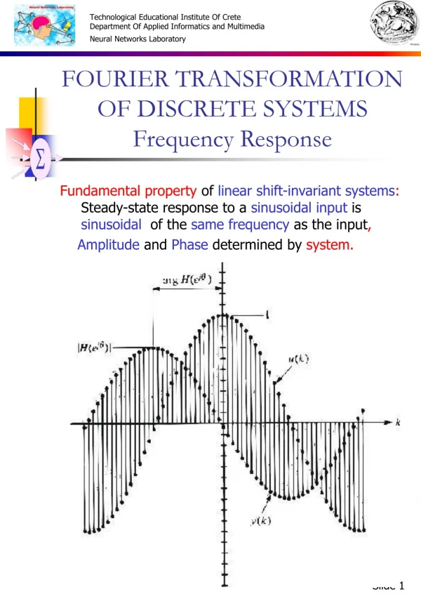 FOURIER TRANSFORMATION OF DISCRETE SYSTEMS Frequency Response