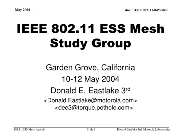 IEEE 802.11 ESS Mesh Study Group