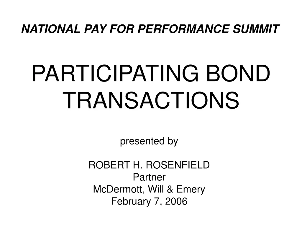national pay for performance summit