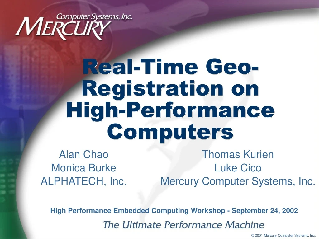 real time geo registration on high performance computers