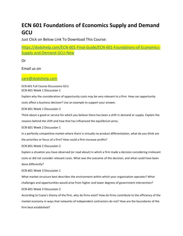 ecn 601 foundations of economics supply
