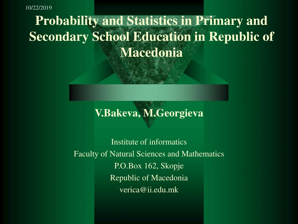 probability and statistics in primary and secondary school education in republic of macedonia