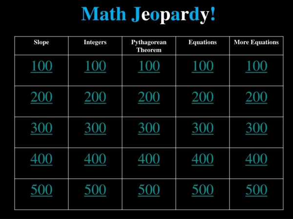 Math J e o p a r d y !