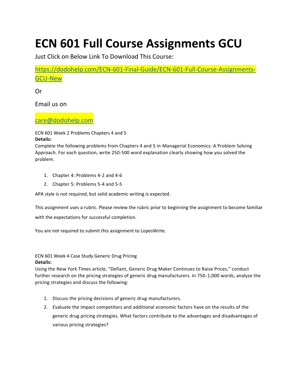 ecn 601 full course assignments gcu just click