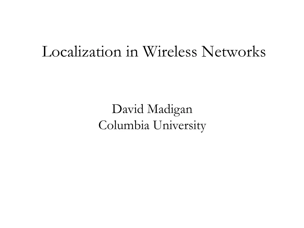 localization in wireless networks