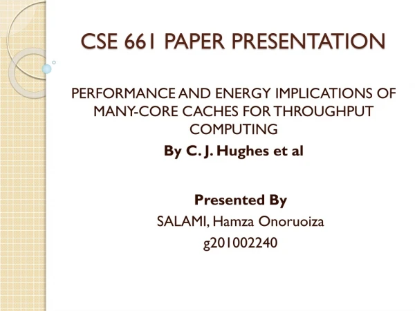 CSE 661 PAPER PRESENTATION
