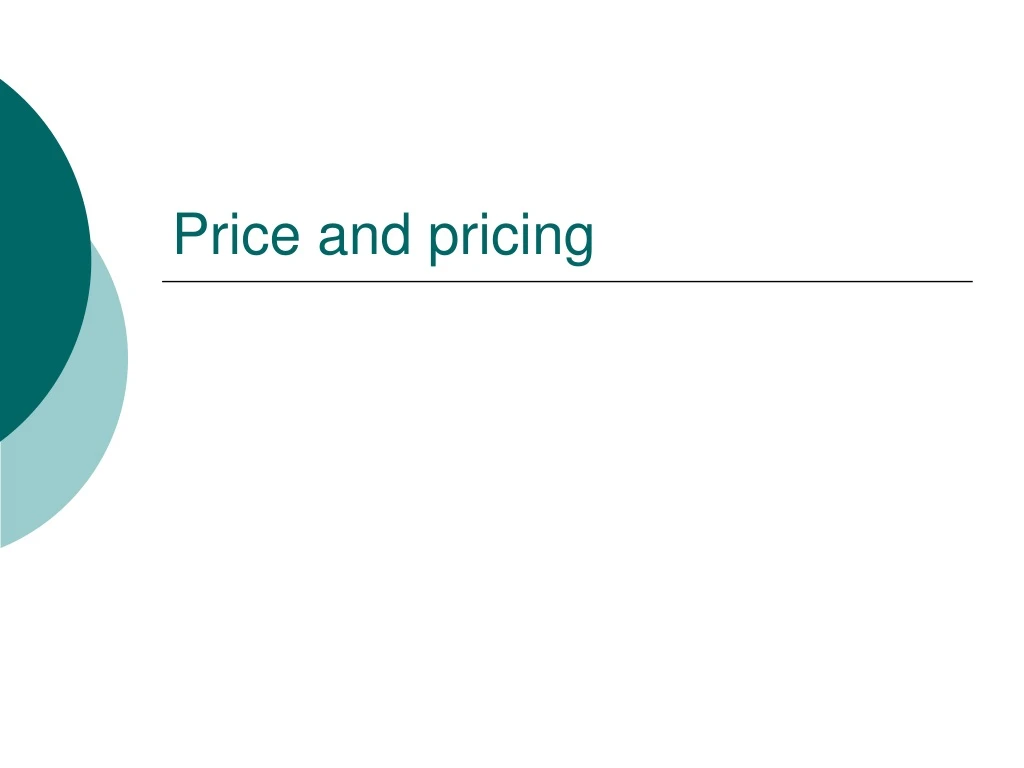 price and pricing