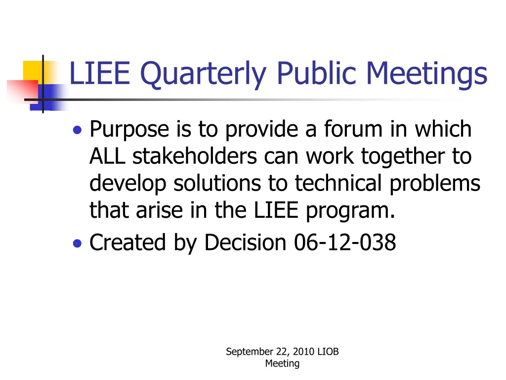 liee quarterly public meetings