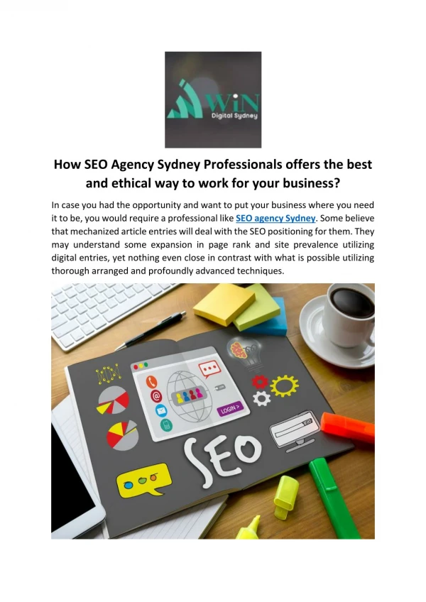 How SEO Agency Sydney Professionals offers the best and ethical way to work for your business?