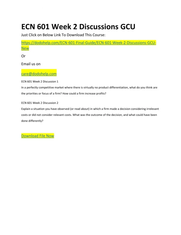 ecn 601 week 2 discussions gcu just click