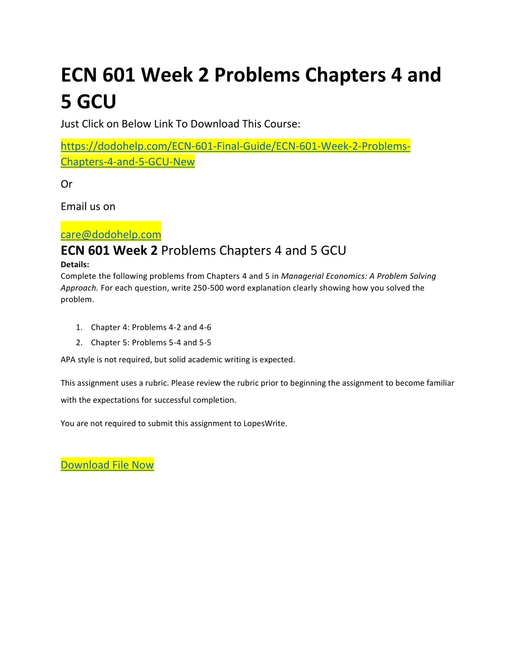 ecn 601 week 2 problems chapters 4 and 5 gcu just
