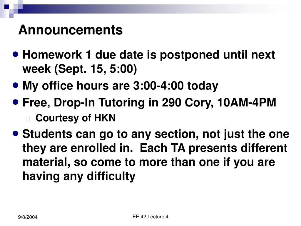 announcements