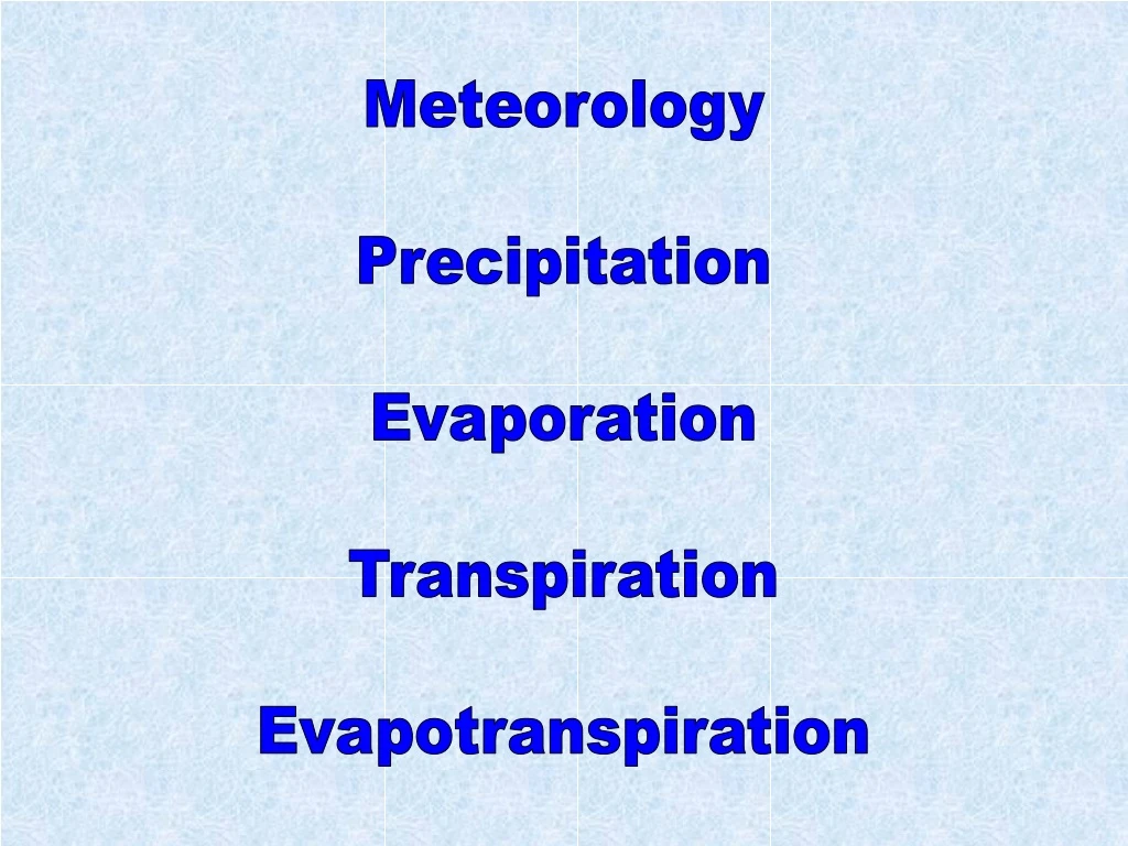 meteorology precipitation evaporation