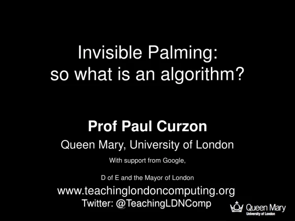 Invisible Palming: so what is an algorithm?