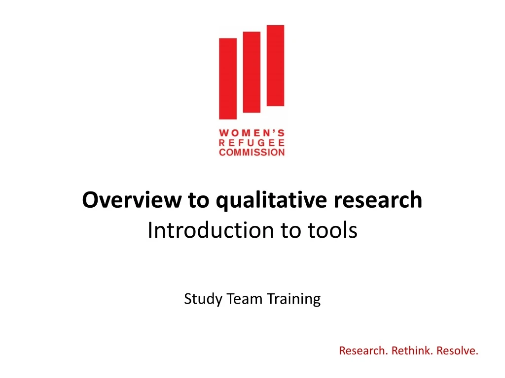 overview to qualitative research introduction to tools