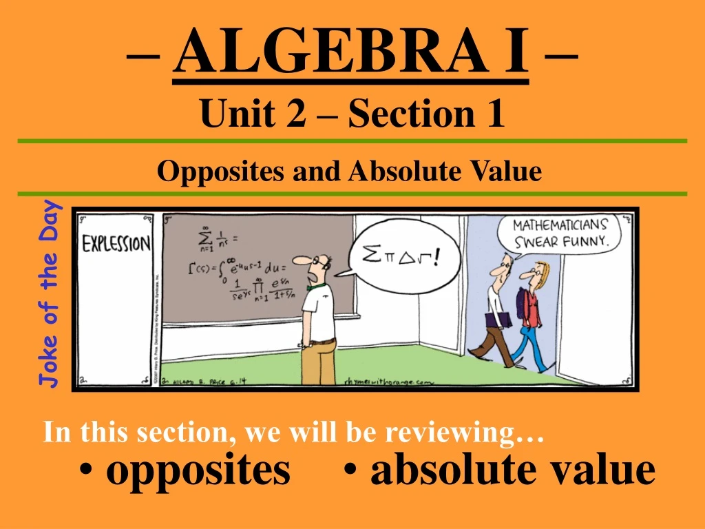 algebra i unit 2 section 1