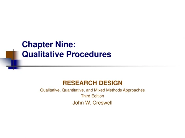 Chapter Nine: Qualitative Procedures