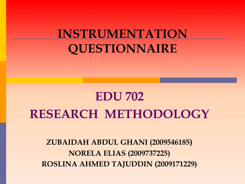 instrumentation questionnaire