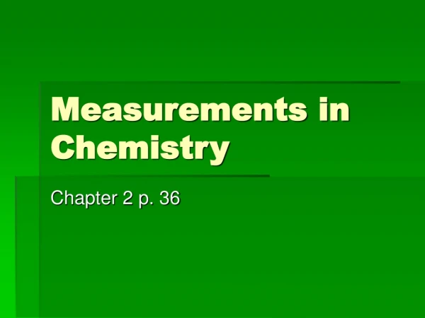 Measurements in Chemistry