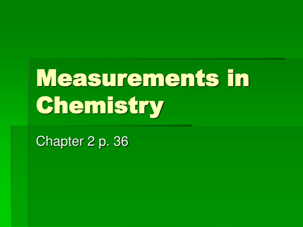 measurements in chemistry