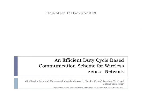 An Efficient Duty Cycle Based Communication Scheme for Wireless Sensor Network
