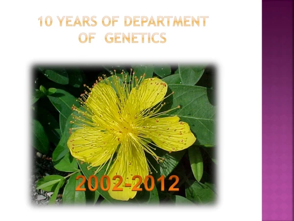 10 years of Department of genetiCS