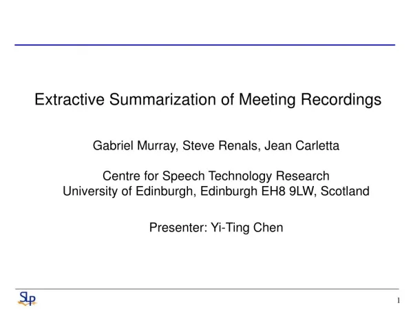 Extractive Summarization of Meeting Recordings