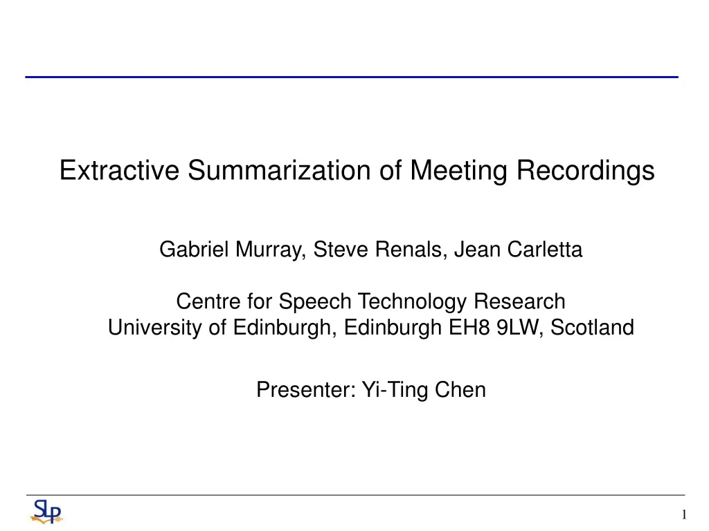 extractive summarization of meeting recordings