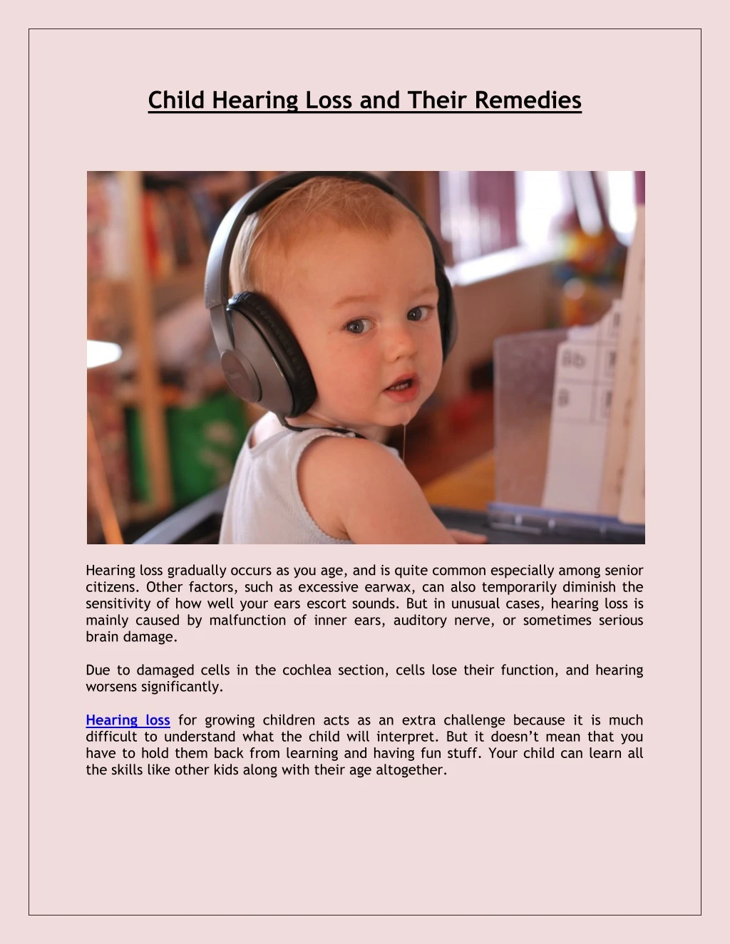 child hearing loss and their remedies