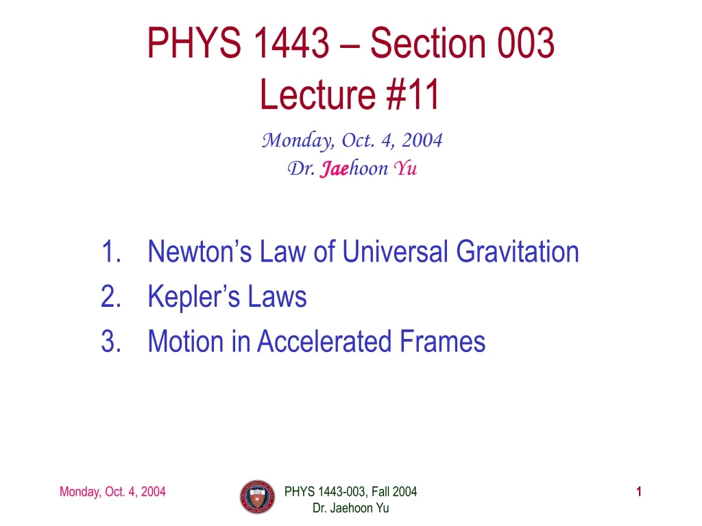 phys 1443 section 003 lecture 11