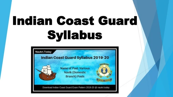 Indian Coast Guard Syllabus 2019-20 Various Navik (Domestic Branch) job