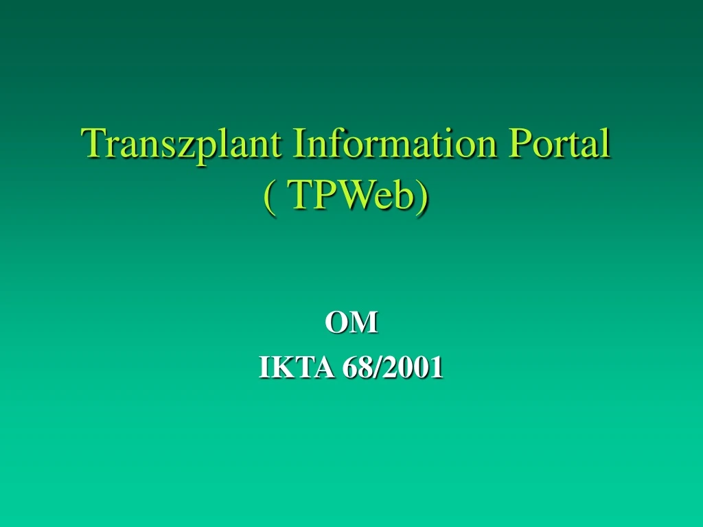 transzplant information portal tpweb