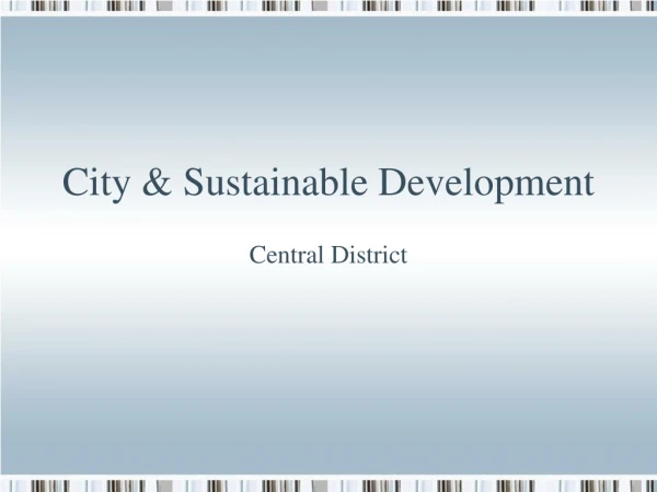 City &amp; Sustainable Development