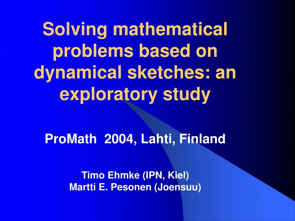 solving mathematical problems based on dynamical